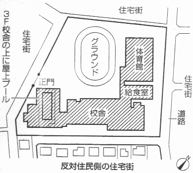 反対住民側の住宅街