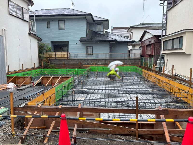 雨の配筋検査のイメージ